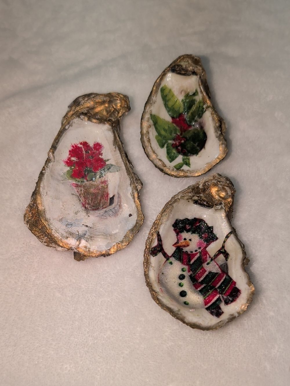 Hand-painted Christmas Oyster Shells